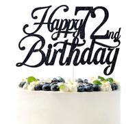 Black Glitter Happy 72nd Birthday Cake Topper, Cheers to 72 Years/Level 72 Unlocked/72 Years Loved & Blessed, Funny 72nd Birthday Party Decorations Supplies