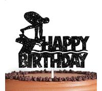 Black Glitter Happy Birthday Cake Topper Swim Team Swimming Dive Theme Decor Supplies Men Women Happy Birthday Party Decorations