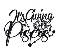 Black Glitter It’s Giving Pisces Cake Topper, Big Pisces Energy, 12 Constellation Zodiac Pisces Theme Birthday Baby Shower Party Decoration Supplies