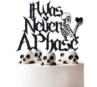 Black Glitter It Was Never A Phase Cake Topper, Till Death/About Damn Time, Funny Halloween Old English Gothic Wedding Party Decorations Supplies
