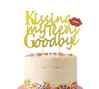 Black Glitter Kissing My Teens Goodbye Cake Topper, 20th Birthday Cake Topper, Hello 20, Cheers to 20 Years Party Cake Pick (Gold)