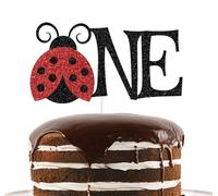 Black Glitter Ladybug One Cake Topper, Our Little Ladybug Is Turning One Party Décor, Our Little Love Ladybug Baby's 1st Birthday Party Decorations Supplies