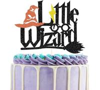 Black Glitter Little Wizard Cake Topper for Wizard Party Decorations,HP theme party Supplies,Magical Inspired Cake Decor
