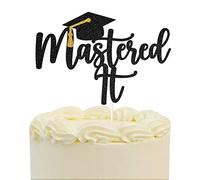 Black Glitter Mastered It Cake Topper,College Grad,Congratulations MBA Graduation Party Decorations Supplies