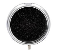 Black Glitter Pill Box Portable with 3 Compartments Travel Pill Holder Cute Round Tablet Container Mini Vitamin Holder Organizer Pills Case