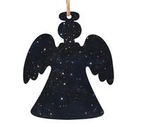 black glitter Printed Angel Shape Christmas Tree Pendants 2 Pcs, Lanyards Home Holiday Xmas New Year Party Decorations