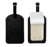 Black Glitter Printed Leather Luggage Tag, Durable Baggage Identifier, Soft PU ID Label, for Business Travel