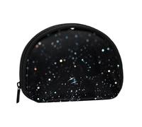 black glitter Printed Mini Coin Pouch, Shell Shape Zip Around Wallet, Small Zipper Pouch for Cash, Cards, Keys, Lipstick, Storage Pouch, Travel Organizer