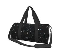 Black Glitter Printed Sports Gym Bag with Wet Pocket & Shoes Compartment, Travel Duffel Bag for Men Women