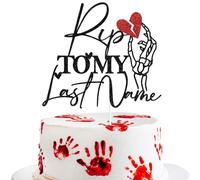 Black Glitter Rip to My Last Name Cake Topper, Old English Engagement Décor, Hallloween Scary Gothic Bachelorette Wedding Bridal Shower Party Decorations Supplies