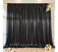Black Glitter Satin Backdrop Curtain for Parties 40x10FT Shimmer Photo Backdrop Drapes Non-Wrinkle Sparkle Drapes for Backdrop,Back Drop Cloth for Wedding Baby Shower Birthday Christmas Decorations