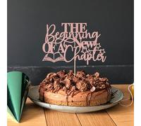 Black Glitter The Beginning of a New Chapter Cake Topper, Congrats Grad Cap Diploma Theme Party Supplies-2025 College High School Graduation Party Supplies (rose gold)