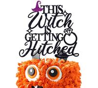 Black Glitter This Witch is Getting Hitched Cake Topper, Till Death Cake Decor, Halloween Bachelorette Bridal Shower Wedding Anniversary Party Decorations