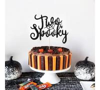 Black Glitter Two Spooky Cake Topper,Halloween 2nd Birthday Cake Pick Baby Shower Cake Decoration,Perfect for Halloween-Themed Parties and Toddler Birthdays