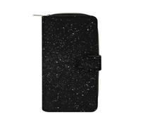 Black Glitter Wallet Multifunctional Leather Wallets for Men Compact Long Wallet Credit Card Holder Passport Bag