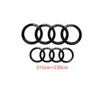 (Black Gloss, 315CM + 230CM) Audi Badge Rings Set Front Grille Rear Boot A3 A4 A5 A6 A7 Q3 Q5 Q7 Q8 S6 S7 TT