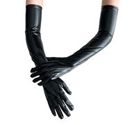 Black Gloves Costume Black Gloves Halloween Shiny Patent Long Black Gloves Leather Long Gloves Black Leather Gloves Black Costume Gloves Opera Party Evening Shirred Elbow Halloween Length Gloves
