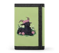 Black Goat Daisy Wreath Casual Mens Credit Card Holder Wallets for Women Slim Durable Purse with ID Window