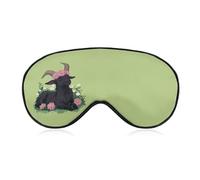 Black Goat Daisy Wreath Comfortable Sleep Eye Mask Soft Covers for Sleeping with Adjustable Strap