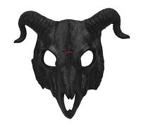 Black Goat Head Skull Mask Ram Horns Animal Skull Costume Mask Horror Demon Evil Mask Cosplay Halloween Mardi Gras Full Face Mask Creepy Party Decoration Prop