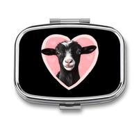 Black Goat in Love Travel Pill Organizer with Mirror