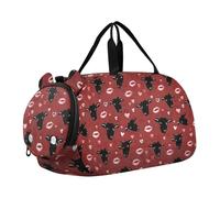 Black Goat Valentine Lips Small Gym Bag with Shoes Compartment Large Capacity Weekender Overnight Bags for Beach Swim Bags Pool Sports bolsa para hombre