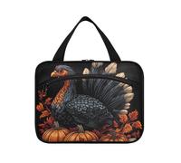 Black Gobble Turkey Pumpkin Thanksgiving Hanging Travel Bag for Men with Hook, Designer Bags for Men for Traveler Gym estuche para maquillaje L