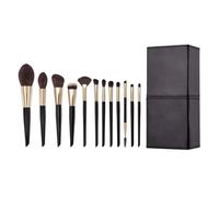 Black Gold 12 Point Makeup Brush Set Soft Powder Scattering Brush Diagonal Sculpting Brush,