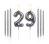 Black Gold 29th Birthday Candles, Black Gold Number 29 Candles for Cake,Girls Boys 29th Birthday Decorations, Black Gold Long Candles Cake Topper for Birthday Party Wedding Anniversary Decorations