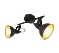 Briloner Leuchten Modern ceiling light, retro/vintage design, 2 rotatable spotlights, metall black-gold look, E14, IP20, max. 40 Watt, length: 30.4 cm, 2 Spot