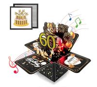 Black Gold 3D Pop Up 60th Musical Birthday Card for Men Women Him Her Birthday Gifts,Singing Blowable Candle Light Up Happy 60th Birthday Cards for Male Female Grandma Grandpa Mum Dad Wife Husband