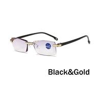 (black,gold, +4.0) Men Women High-end Trimming Anti Light Frameless Reading Glasses Eye Protection Presbyopic Mirror