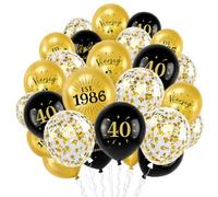 Black Gold 40th Birthday Balloons, 30pcs Birthday Decorations for Men Women | Black And Gold Balloons with 6 Of Each, Plus 2 Ribbon Rolls , Forty Latex Balloons for 40 Year Old Party Celebration