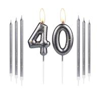 Black Gold 40th Birthday Candles, Black Gold Number 40 Candles for Cake,Women Men 40th Birthday Decorations, Black Gold Long Candles Cake Topper for Birthday Party Wedding Anniversary Decorations