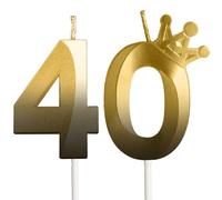 Black Gold 40th Number Birthday Candles with Crown,Happy 40th Birthday Candle for Girls Boys Cake Topper Decoration, for Birthday Party Wedding Decoration Reunions Theme Party