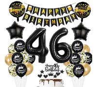 Black Gold 46th Birthday Decoration, Balloon 46th Birthday Gold Black, Balloon 46th Birthday Man Women, Decoration 46th Birthday Party Decoration Women, Birthday Decoration 46 Years Men Black