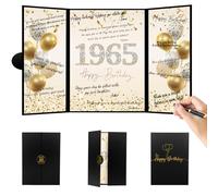 Black Gold 60th Birthday Decorations, Happy 60th Birthday Signature Guest Book for Men Women, Cheers to 60 Years Old Gift, 60th Birthday Creative Signing Card Board Party Supplies