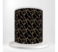 Black Gold Abstract Art Style Restoration Veined Texture Wrap Around Print A4 Edible Paper Icing Sheet Cake Topper Side Ribbon Border Decor for Personalised Themed Decorations