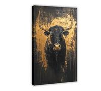 Black Gold Abstract Bull Canvas Poster Bedroom Decor Landscape Office Room Decor Gift 24x36inch(60x90cm)