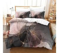 Black Gold Abstract Fluid Marble Full Size Bedding Set for Teens Adults 3Pcs Ultra Soft Comforter Set with Zipper Closure Duvet Cover Set Breathable Room Decor, Easy Care Durable Super King（260x220cm）