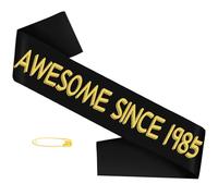 Black Gold Awesome Since 1985 Sash, Happy 40th Birthday Sash Cheers to 40 Years Sash Decorations for Women or Men 40th Birthday Party and Anniversary Party Supplies, Sign, Ideas