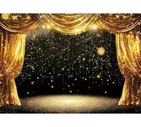 Black Gold Backdrop Black Gold Curtains Glitter Spots Theater Stage Photography Background Adults Kids VIP Carnival Graduation Prom New Year Family Birthday Party Decorations Banner (5x3FT)