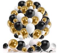 Black Gold Balloons 25 Pack 10 Inch Black Gold White Latex Balloons Set For Boys Men Birthday Baby Shower Wedding Graduation Anniversary Engagement Retirement Party Decorations