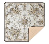 Black Gold Baroque Pattern Large Non-Slip Baby Activity Play Mat for Indoor Outdoor Cozy Breathable Baby Play Tummy Time Mat for Baby Toddler Infant, 50'' x 50''