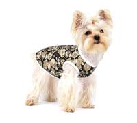 Black Gold Baroque Small Dog Shirt Cotton Pet Tee Gift for Cats | Cotton Pet Shirt Gift For Dog And Cat Owners, Sleeveless Pullover Tee With Fun Print For Puppies Kittens And Small Breeds