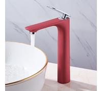 Black Gold Bathroom Cabinet with Hot & Cold White Sink Faucet Tall Red Basin Mixer Tap for Modern Bathrooms Stylish Water Basin Fixture