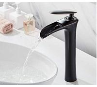 Black Gold Brass Bathroom Sink Mixer Tap - Single Handle Waterfall Faucet Modern Design Stylish Basin Tap for Home Decor and Elegant Finish