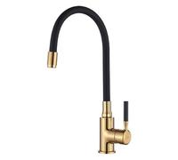 Black/Gold Brass Flexible Spout Kitchen Mixer Tap Tall Elegant Faucet