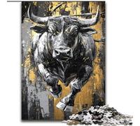 Black Gold Bull 1000 Piece Jigsaw Puzzle for Adults Teens, Challenging Game Toys Every Piece Is Unique - Challenging Family Fun Game (50x75cm)