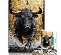 Black Gold Bull 1000 Piece Jigsaw Puzzles for Adults,Challenging Game And Family Play Wall Decoration Unique Birthday And Xmas Gifts 38x26cm